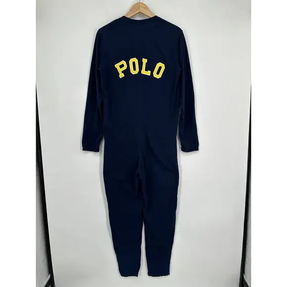 POLO Ralph Lauren One Piece Pajamas Cotton Zip Front Cozy Loungewear Holiday - Picture 8 of 12